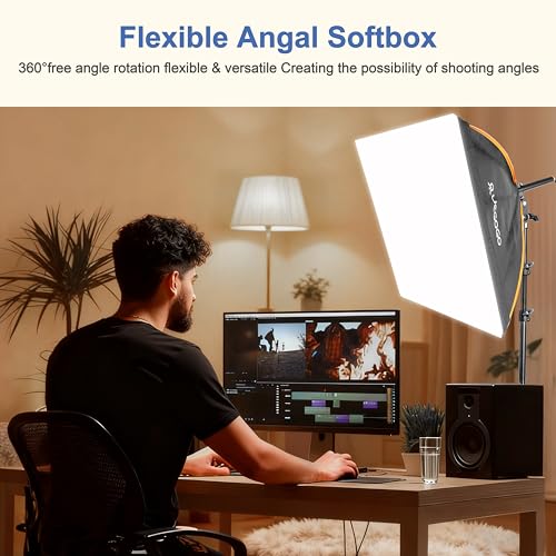 UEGOGO Softbox Photography Lighting Kit，UL Certified 85W 3000-7500K LED Bulbs, 16'' x 16'' Professional Soft Box, Studio Lights for Photography/Live Streaming/Video Recording