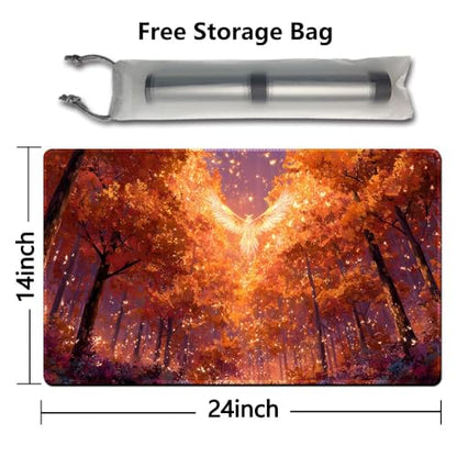 MTG Playmat 24x14 Inch | Optional Game Zone Layout | Non-Slip Rubber Base | Stitched Edges | Includes Free Storage Bag | for TCG, Board Games, and Desk Use(Amberfall,Without Zone) - color: Amberfall, style: Without zone