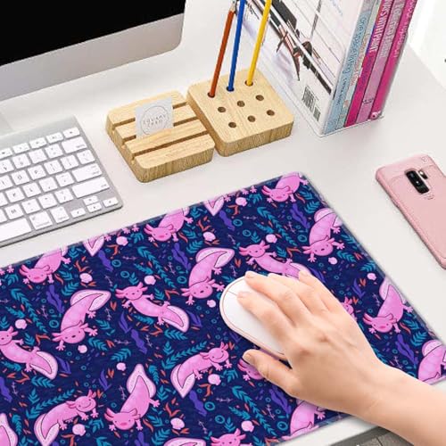 Axolotl Large Gaming Desk Mat - 31.5x11.8 inches Extended XL Big Cute Mouse Pad Waterproof with Non-Slip Base and Stitched Edges for Computer Keyboard - color: Axolotl