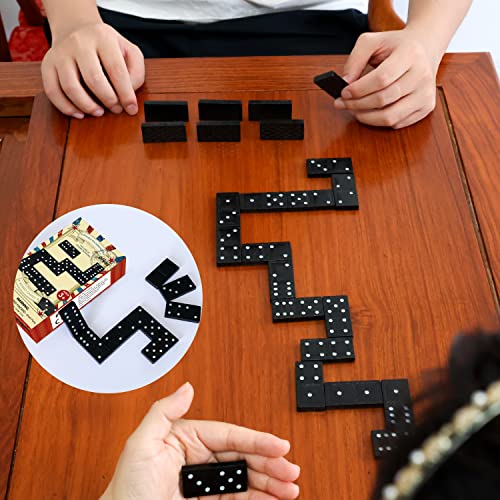 Offelec Wooden Double 6 Domino Set - 28 Tiles Black Dominoes for Kids, Adults, and Family Games Night | Ideal for 2-4 Players | Perfect for Classroom, Party, Travel, and Gifting | Classic Board Game - color: 1 Pack Double 6 Domino