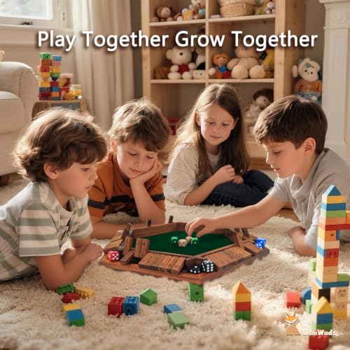Shut The Box Game 나무 보드 게임, 1-6명의 플레이어용, 주사위 16개, 가정, 교실 또는 파티에서 성인 및 아동용 주사위 게임 - style: 6인용