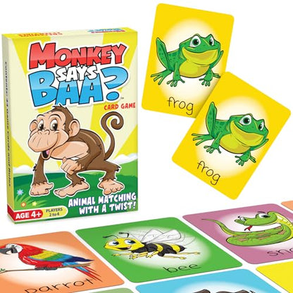 Monkey Says Baa? – Animal Matching Game for Kids Ages 4 and Up | Fun Preschool Learning Activities with Mimicked Animal Sounds & Charades for Sensory Play – Birthday Gift for Boys & Girls