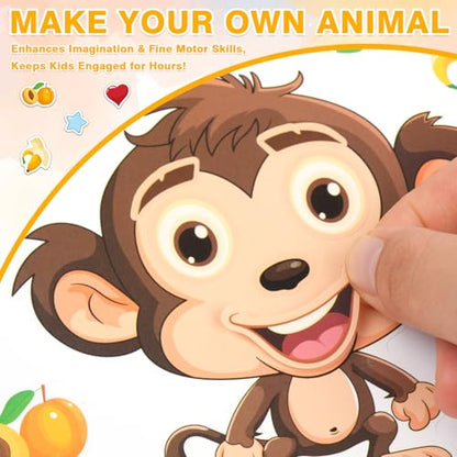48 Animal Make-a-Face Sticker Sheets for Kids | 12 Designs, Mix 'n Match Crafts, Party Favors & Goodie Bag Stuffers - style: Cute Animals