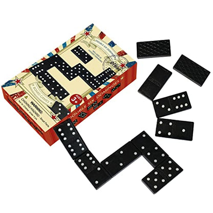 Offelec Wooden Double 6 Domino Set - 28 Tiles Black Dominoes for Kids, Adults, and Family Games Night | Ideal for 2-4 Players | Perfect for Classroom, Party, Travel, and Gifting | Classic Board Game - color: 1 Pack Double 6 Domino