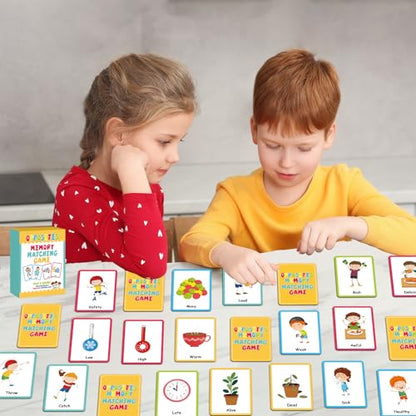 gisgfim 100 PCS Opposites Memory Matching Game Sight Words Concentration Memory Card Educational Game for Kids Preschool Learning Educational Ages 3-8 A Fun & Fast Gift Activities Matching Games - style: Opposites