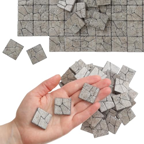 Dollhouse Miniature Paving Stones, Tiles for Modeling, Fairy Garden, and Tabletop Terrain, Set of 50pcs, REDUCIO! - color: Sandstone Cobblestone