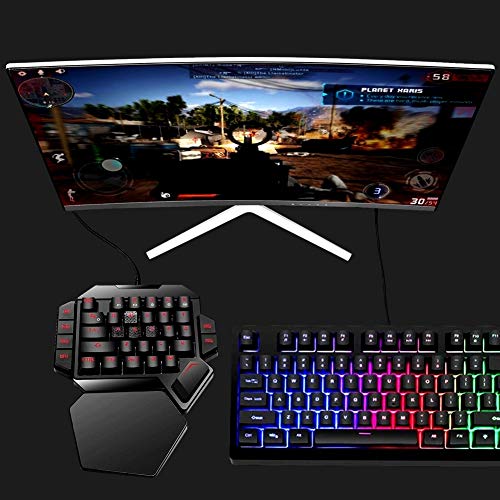 RGB One Handed Mechanical Gaming Keyboard,Colorful Backlit,Wrist Rest Support,Professional USB Wired Single Hand Mechanical Keyboard for Game
