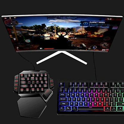 RGB One Handed Mechanical Gaming Keyboard,Colorful Backlit,Wrist Rest Support,Professional USB Wired Single Hand Mechanical Keyboard for Game