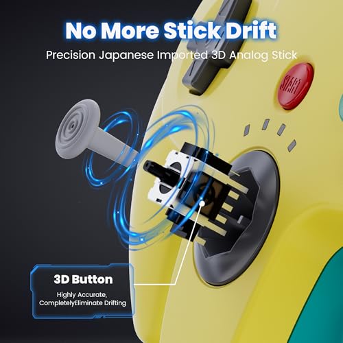 2 Pack Wireless N64 Controller for Switch 1 & 2, N64 Console, Lemon/Cyan | (Built-in Vibration) (Rechargeable) (3D Analog Stick), 2.4 GHz USB & N64 Receiver Made for Switch Online, Windows PC, macOS - color: Two Pack Lemon/Cyan