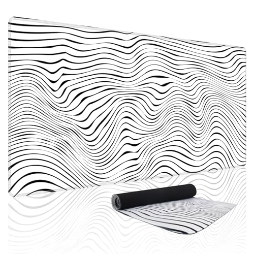 Baziabbo Desk Mat,XXL Extended Large Mouse Pad,Gaming Mousepad with Stitched Edge,Non-Slip Rubber Base Keyboard Desk Pad for Home Office Study Game (Lines) - color: Lines