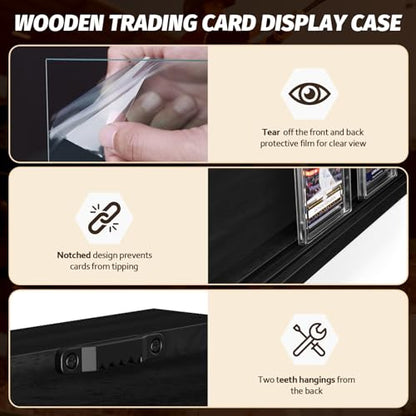 Emfogo Card Display Case, Trading Card Display Frame Wall Mount, Wooden Baseball Card Display Case with Clear View, Graded Sports Card Display for Trading Card Collection (1 Pack-Black) - size: 1-Layer 1 Pack