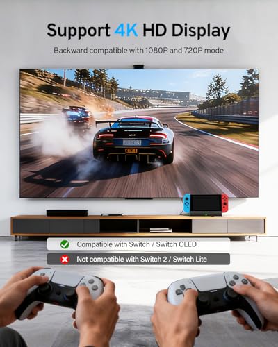TV Docking Station for Switch and Switch OLED, Dock Station with 4K 1080P HDMI and USB 3.0 Port, Replacement for Official Switch Dock (Dock Only)