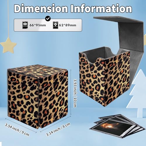 Card Deck Box for MTG Commander,Collectible Trading Storage Box Fits 120+ Single Sleeved Cards Magnetic Case PU Leather for Magic Commander TCG CCG MTG,Art Leopard Print - color: Art Leopard Print