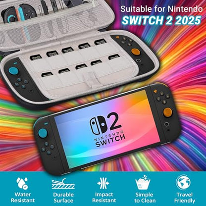 Carrying Case for Nintendo Switch 2, Protective Hard Shell with Games Cartridges, Shockproof Travel Bag Pouch for Console & Accessories Organizer