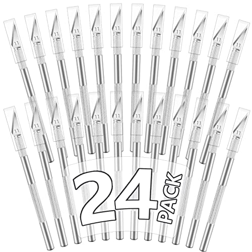Jetmore 24 Pack Exacto Knife Set, Craft Knife, Precision Hobby Knife Kit for DIY Cutting, Pumpkin Carving, Trimming, Scrapbooking - color: Silver, size: 24 Pack