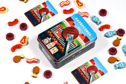Alley Cat Games Barbecubes, for Ages 6 and Up, 2 to 6 Players | Fast-Paced BBQ Balance Game with Tongs, Stacking Food Pieces, and Elimination Gameplay, Kids, Family, and Game Night Fun