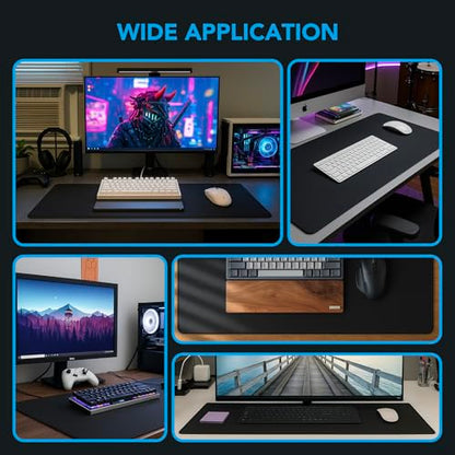Large Mouse Pad Gaming, 31.5" x 15.7" Desk Mat with Non-Slip Rubber Base | Gaming Mousepad with Stitched Edges, Waterproof XXL Computer Long Keyboard Mouse Mat for Gamer, Office & Home, Black - color: Black, size: 31.5 inches x 15.7 inches