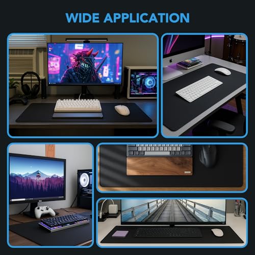 Large Mouse Pad Gaming, 31.5" x 15.7" Desk Mat with Non-Slip Rubber Base | Gaming Mousepad with Stitched Edges, Waterproof XXL Computer Long Keyboard Mouse Mat for Gamer, Office & Home, Black - color: Black, size: 31.5L x 15.7W inches