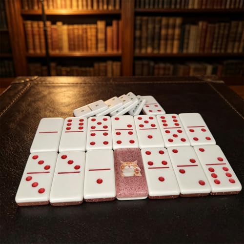 Premium Double 6 Dominoes Set 28 Tiles for Adults,Domino Board Games with Case for for Birthdays, Holidays and Special Occasions (Dominoes-Pink-cat) - style: Dominoes-Pink-cat