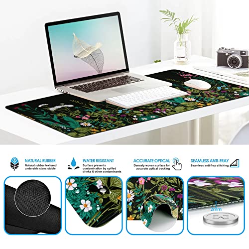 iCasso Large Mouse Pad, Mouse Pad Wrist Support Set,4in1 XXL Large Mousepad + Keyboard Wrist Rest+Mouse Wrist Rest+Coaster Set with Ergonomic Design for Home Office Table Computer-Weeds - color: Weeds