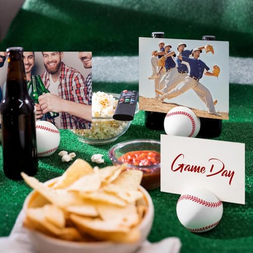 Leinuosen 24 Pcs Resin Baseball Base Centerpieces Place Card Holder Baseball Shaped Table Number Holder Name Place Photo Stand for Sports Events Wedding Party - style: Baseball