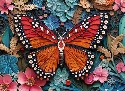 1000 Piece Jigsaw Puzzle for Adults, Butterfly Puzzle | Butterfly Paper-Cutting Art with Unique-Shaped Pieces and Vibrant Floral Details, 26.6 x 19.2 in - color: Butterfly Blooms