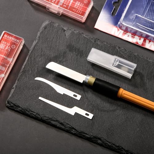 Honoson Mini Hand Saw Model Tools Small Hobby Saw Blades Kit with 9 Tiny Razor Hacksaw Blades for Miniatures, Modeling, DIY Crafts, Plastic Models, Wood (Yellow,Style 1) - color: Yellow, style: Style 1