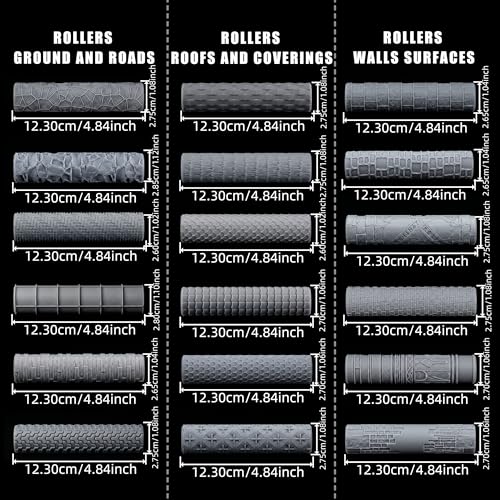 6 Pcs Texture Rollers for Modeling Clay & Miniatures - Roofs & Coverings Patterns (Shingles, Thatch, Tiles) for Dioramas, Tabletop RPG Terrain & Hobby Crafting - color: Amr03 B