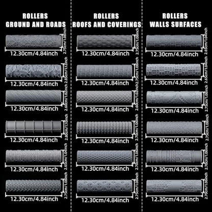 6 Pcs Texture Rollers for Modeling Clay & Miniatures - Roofs & Coverings Patterns (Shingles, Thatch, Tiles) for Dioramas, Tabletop RPG Terrain & Hobby Crafting - color: Amr03 B
