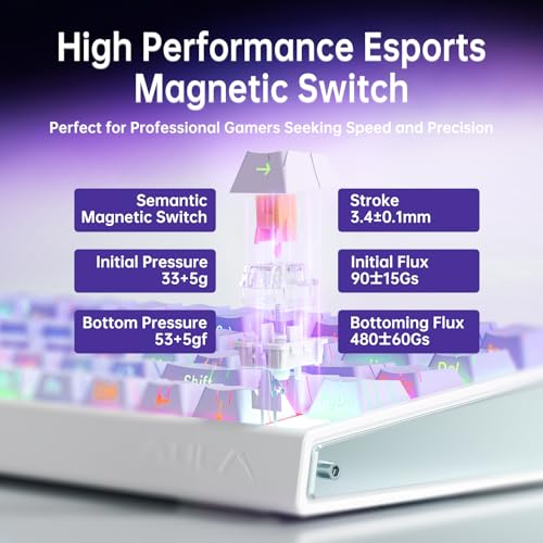 x AULA HERO 68 HE 60% Gaming Keyboard Wired, Hall Effect Mechanical Keyboard Mini with Adjustable Actuation, Rapid Trigger Mode, 8K Hz Polling Rate,0.125ms Latency,Side Printed PBT Keycaps,RGB Backlit - color: Purple