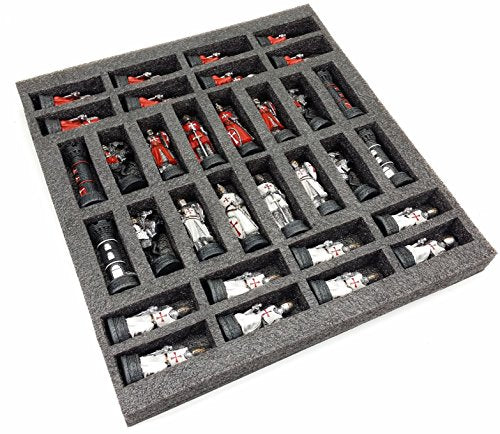 Medieval Times RED and White Crusades Maltese Armored Knight Chess Men Pieces Set NO Board