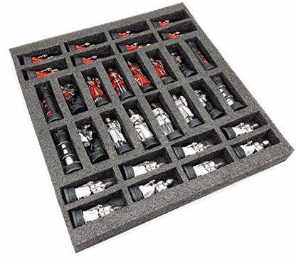Medieval Times RED and White Crusades Maltese Armored Knight Chess Men Pieces Set NO Board