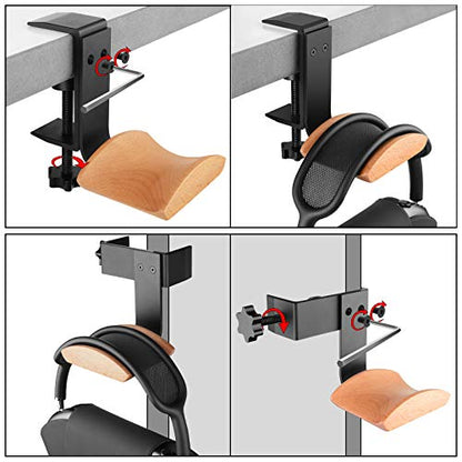 Linkidea Headphone Stand Hanger Compatible with Apple AirPods Max, Wooden Headset Holder Clamp Mount, Under Desk Headphone Hook Rack for Gaming Headphones, Office Desk & Table (Beech)