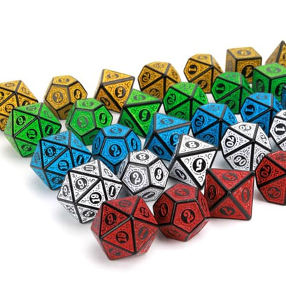 DND Dice Set 35 Pcs Polyhedral Dungeons and Dragons Rolling Dice for D&D RPG MTG Table Games Dice Bulk with Colorful Drawstring Bags and Dice Tray (Retro) - color: Retro