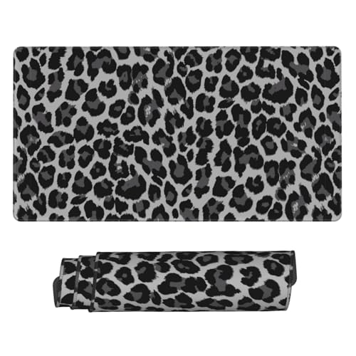 Leopard Skin Pattern Large Extended Mouse Pads XL Mousepad with Stitched Edges Non-Slip Rubber Base Computer Keyboard Pad Desk Mat for Home Office Desk Decor, 29.5" X 15.8" - color: Leopard (Grey), size: 29.5L x 15.8W inches