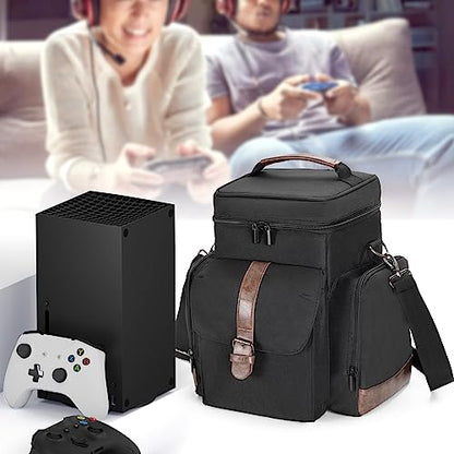 LoDrid Game Console Carrying Case Compatible with Xbox Series X, Bag Only | Storage Travel Case with Multiple Pockets for Controllers, Cables, Portable Hard Disk, and Other Accessories, Patent Design