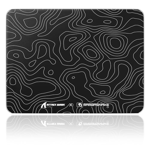 ATTACK SHARK CM05SE Glass Gaming Mouse Pad for FPS & Esports, Nano-Etched Tempered Glass Surface,Ultra-Smooth Low Friction Hard Mousepad,Waterproof Large Desk Mouse Mat for PC Setup,Black Contour - color: Black Contour