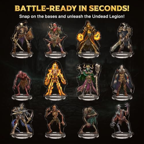 Skinny Minis Undead Miniatures Set, 12 Medium Flat Minis, D&D Compatible 2D Miniatures for 5e & Pathfinder TTRPG, Tabletop RPG Monster Minis for Dungeon Master Roleplaying Games