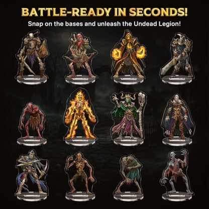 Skinny Minis Undead Miniatures Set, 12 Medium Flat Minis, D&D Compatible 2D Miniatures for 5e & Pathfinder TTRPG, Tabletop RPG Monster Minis for Dungeon Master Roleplaying Games