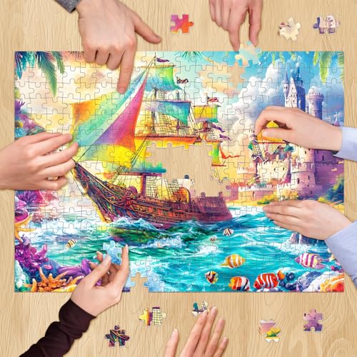 300 Piece Puzzles for Adults, Sea Beach Ship Jigsaw Puzzle - style: boat