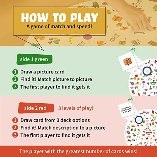 Matching Game Preschool Board Games for Kids 2-in-1 Picture Cards, Match and Category Games, Speech Therapy Materials, Educational Games for Kids 3 and Up