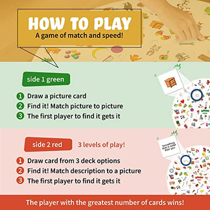 Matching Game Preschool Board Games for Kids 2-in-1 Picture Cards, Match and Category Games, Speech Therapy Materials, Educational Games for Kids 3 and Up