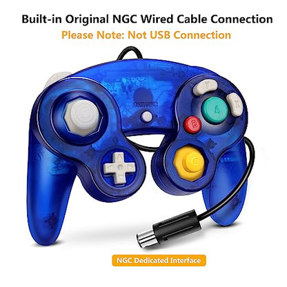 FIOTOK Gamecube Controller, Classic Wired Controller for Wii & Gamecube | Clear Purple & Clear Green-2Pack - color: Clear Purple & Clear Green