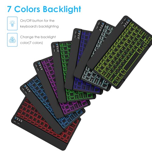 LAMA 7 Colors Backlit Bluetooth Keyboard and Mouse Combo for iPad Pro/Air/Mini, Ultra-Slim Rechargeable Wireless Keyboard and Mouse for iPhone 15/14/13 Pro/Samsung/Tablet/PC/Laptop/iOS/Windows/Android - color: Black