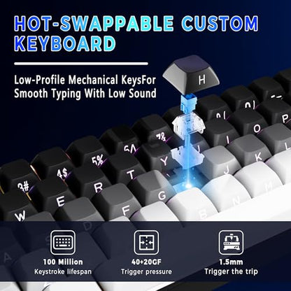 65% Gaming Keyboard, LED Backlit Mini Wired Keyboard, Ultra-Compact Anti-Ghosting No-Conflict 68 Keys Membrane Gaming Wired Keyboard for PC Laptop Windows Gamer(Gray-White) - color: Gray