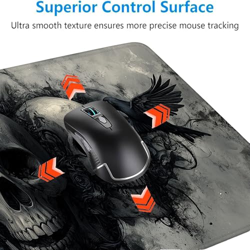 Ghost Skull Fog Desk Pad Mouse Pad Dark Skull Crow XL Mouse Pad Large Mousepad Extended Laptop Keyboard Mat Gaming Desk Pad Mouse Mat 31.5"x11.8" Office Computer Keyboard Laptop Home - color: Ghost Skull Fog_009, size: 11.8" x 31.5"