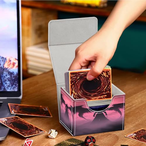 PU Leather Deck Box for MTG Commander Cards, Fits 100+ Double Sleeved Cards, Secure Magnetic Trading Card Storage Case for TCG CCG,Dark Winged Knight - color: Dark Winged Knight