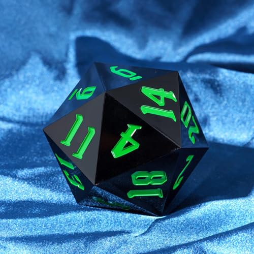 55mm 20 Sided DND Dice, Giant D20 D&D Polyhedral Dice Large D20 with Die Gift Box for Dungeons and Dragons, RPG Table Games (Black/Green Numbers) - color: Black/Green Numbers