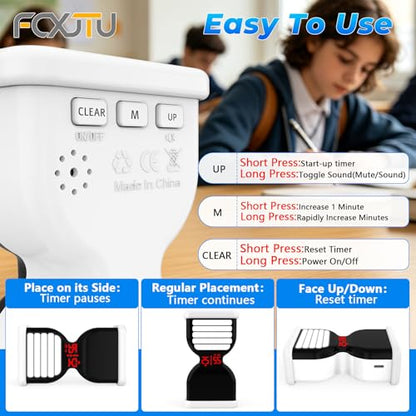 Digital Hourglass Timer, Sand Timer Rechargeable Visual Pomodoro Timers with On/Off Alarm Volume & LED Display, Desk Flip Timer for Study,Work, Kitchen (White) - color: White