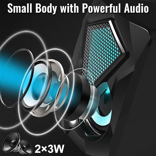 Computer Speakers X2 Wired PC Speaker 2.0 USB Gaming Powered Stereo Mini Multimedia Volume Control with RGB Lights 3.5mm Aux Input for Phone Tablets Desktop Laptop